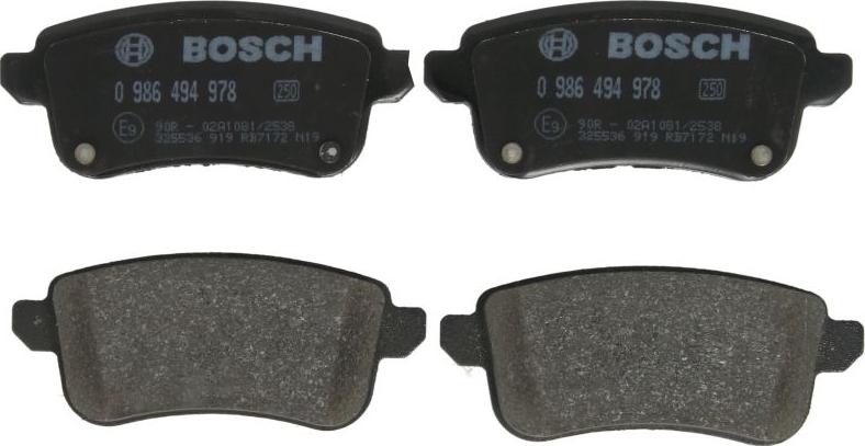 BOSCH 0 986 494 978 — Zestaw klocków hamulcowych, hamulce tarczowe