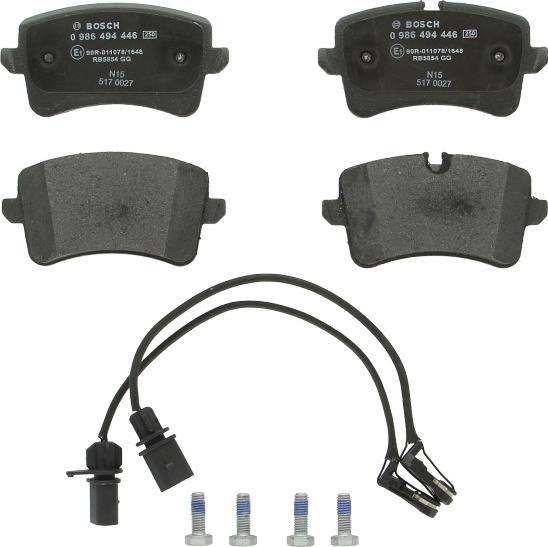 BOSCH 0 986 494 446 — Zestaw klocków hamulcowych, hamulce tarczowe