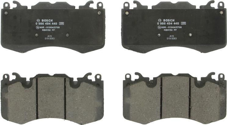 BOSCH 0 986 494 440 — Zestaw klocków hamulcowych, hamulce tarczowe