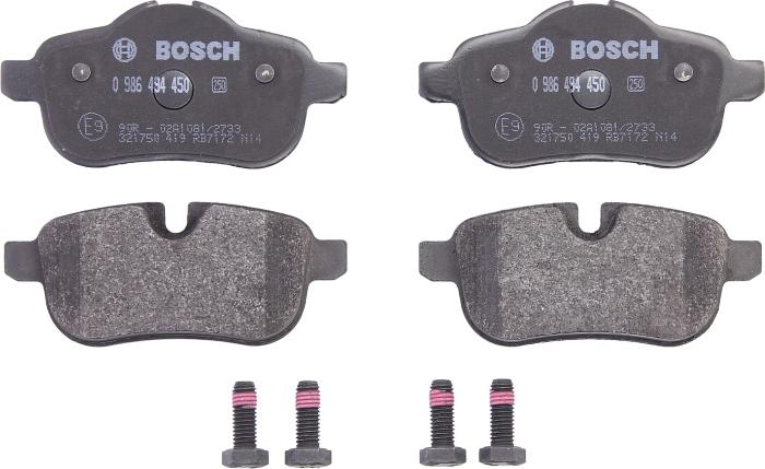 BOSCH 0 986 494 450 — Zestaw klocków hamulcowych, hamulce tarczowe