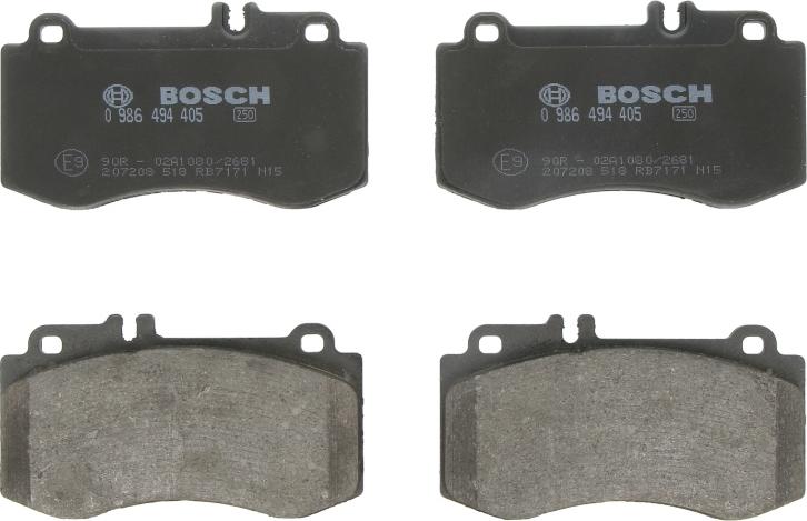 BOSCH 0 986 494 405 — Zestaw klocków hamulcowych, hamulce tarczowe