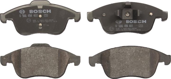 BOSCH 0 986 494 401 — Zestaw klocków hamulcowych, hamulce tarczowe