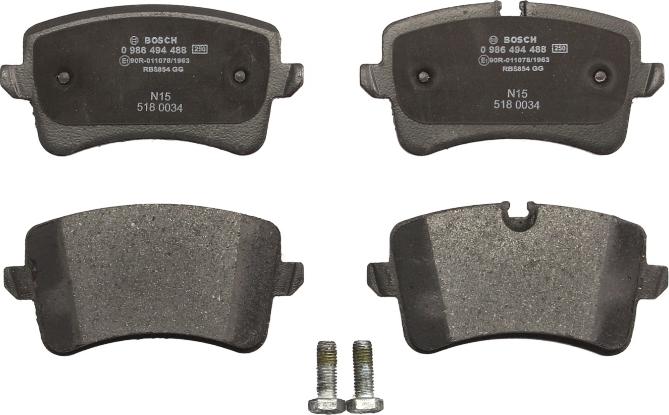BOSCH 0 986 494 488 — Zestaw klocków hamulcowych, hamulce tarczowe