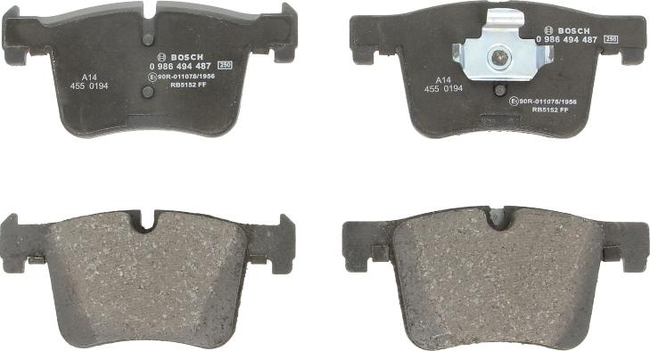BOSCH 0 986 494 487 — Zestaw klocków hamulcowych, hamulce tarczowe