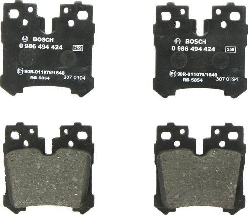 BOSCH 0 986 494 424 — Zestaw klocków hamulcowych, hamulce tarczowe