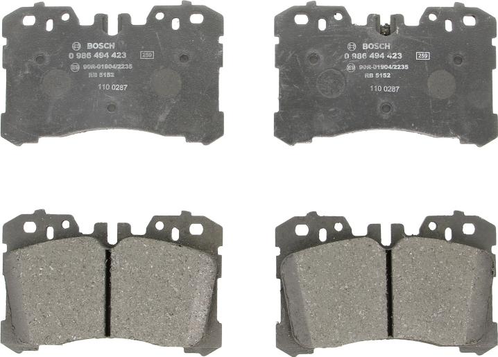 BOSCH 0 986 494 423 — Zestaw klocków hamulcowych, hamulce tarczowe