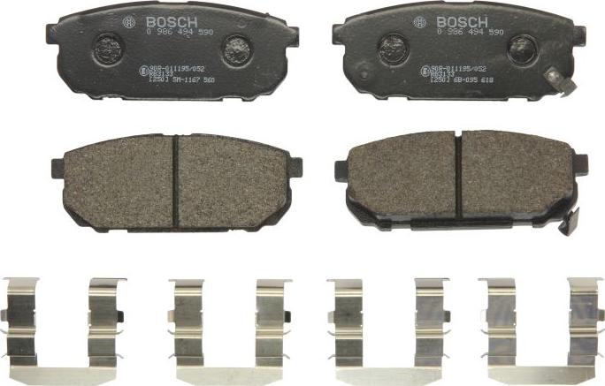 BOSCH 0 986 494 590 — Zestaw klocków hamulcowych, hamulce tarczowe