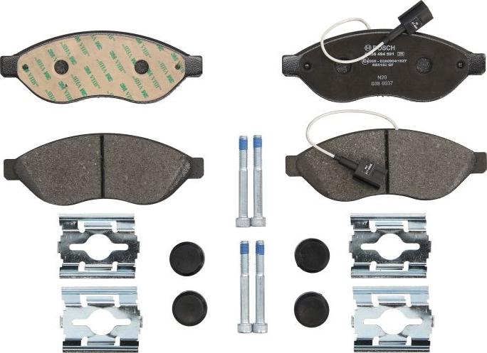 BOSCH 0 986 494 591 — Zestaw klocków hamulcowych, hamulce tarczowe