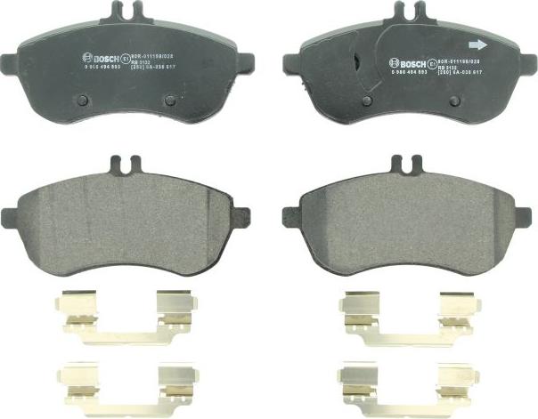 BOSCH 0 986 494 593 — Zestaw klocków hamulcowych, hamulce tarczowe