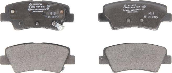 BOSCH 0 986 494 557 — Zestaw klocków hamulcowych, hamulce tarczowe