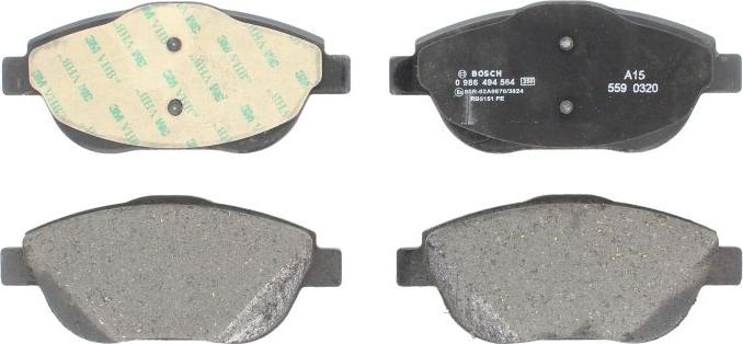 BOSCH 0 986 494 564 — Zestaw klocków hamulcowych, hamulce tarczowe