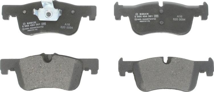 BOSCH 0 986 494 561 — Zestaw klocków hamulcowych, hamulce tarczowe