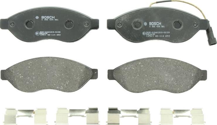 BOSCH 0 986 494 581 — Zestaw klocków hamulcowych, hamulce tarczowe