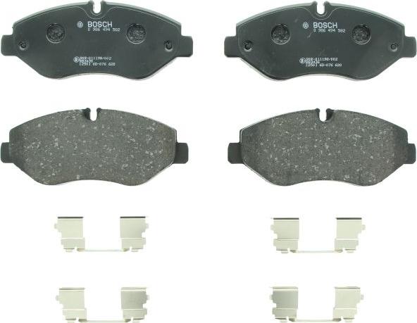 BOSCH 0 986 494 582 — Zestaw klocków hamulcowych, hamulce tarczowe