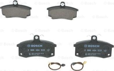BOSCH 0 986 494 533 — Zestaw klocków hamulcowych, hamulce tarczowe