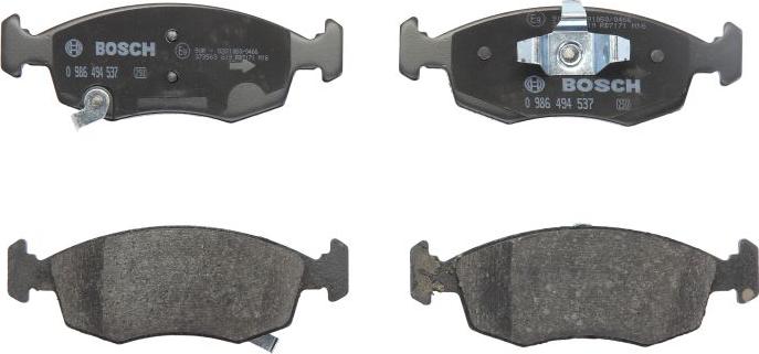 BOSCH 0 986 494 537 — Zestaw klocków hamulcowych, hamulce tarczowe