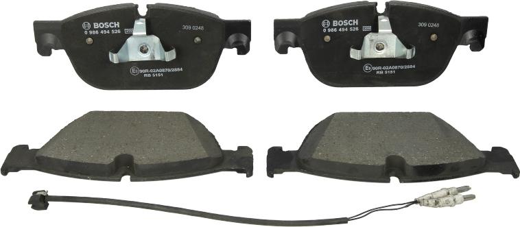 BOSCH 0 986 494 526 — Zestaw klocków hamulcowych, hamulce tarczowe