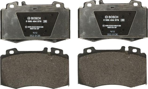 BOSCH 0 986 494 576 — Zestaw klocków hamulcowych, hamulce tarczowe