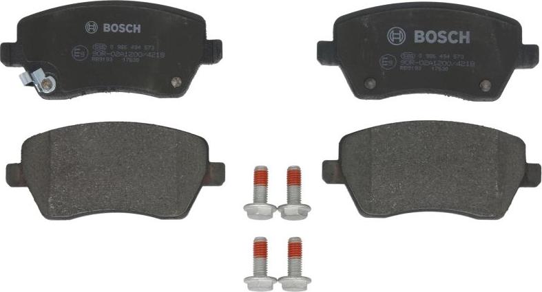 BOSCH 0 986 494 573 — Zestaw klocków hamulcowych, hamulce tarczowe