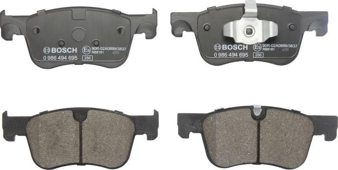 BOSCH 0 986 494 695 — Zestaw klocków hamulcowych, hamulce tarczowe