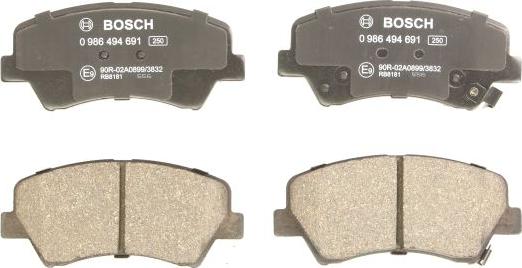 BOSCH 0 986 494 691 — Zestaw klocków hamulcowych, hamulce tarczowe