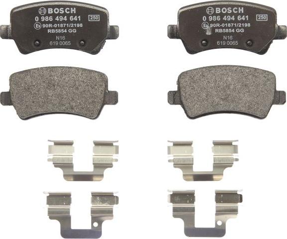 BOSCH 0 986 494 641 — Zestaw klocków hamulcowych, hamulce tarczowe