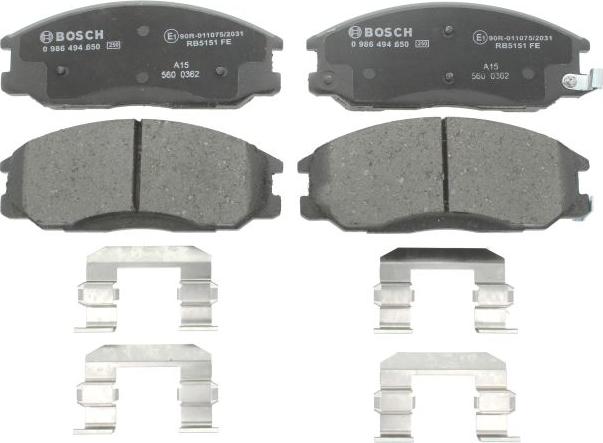 BOSCH 0 986 494 650 — Zestaw klocków hamulcowych, hamulce tarczowe