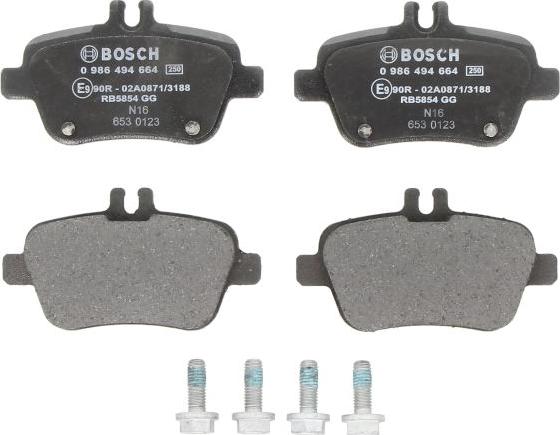 BOSCH 0 986 494 664 — Zestaw klocków hamulcowych, hamulce tarczowe