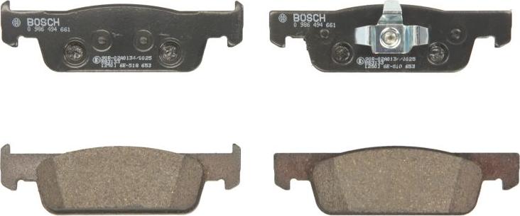 BOSCH 0 986 494 661 — Zestaw klocków hamulcowych, hamulce tarczowe