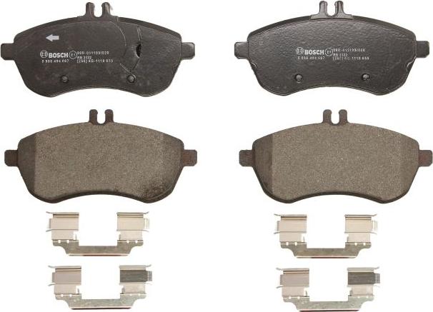 BOSCH 0 986 494 667 — Zestaw klocków hamulcowych, hamulce tarczowe