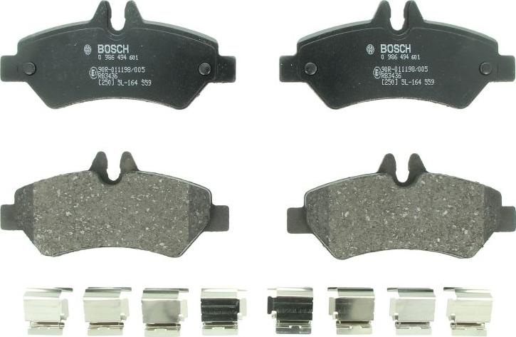 BOSCH 0 986 494 601 — Zestaw klocków hamulcowych, hamulce tarczowe