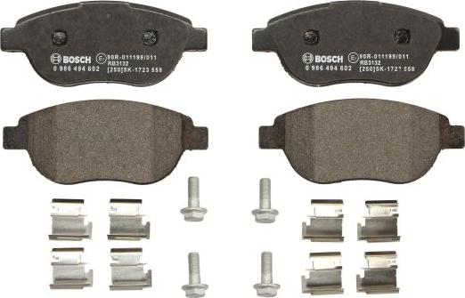 BOSCH 0 986 494 602 — Zestaw klocków hamulcowych, hamulce tarczowe