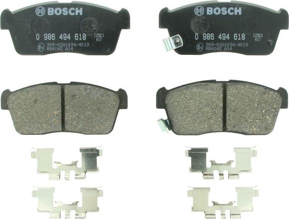 BOSCH 0 986 494 618 — Zestaw klocków hamulcowych, hamulce tarczowe
