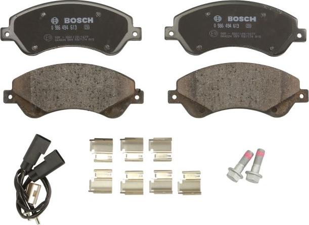 BOSCH 0 986 494 613 — Zestaw klocków hamulcowych, hamulce tarczowe