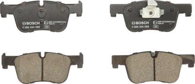 BOSCH 0 986 494 689 — Zestaw klocków hamulcowych, hamulce tarczowe
