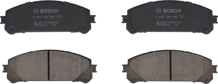 BOSCH 0 986 494 686 — Zestaw klocków hamulcowych, hamulce tarczowe
