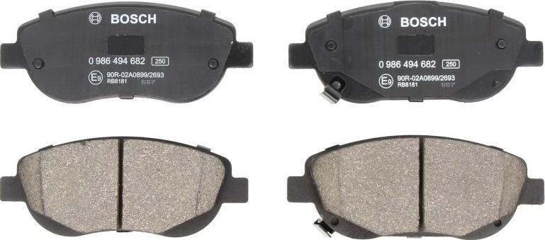 BOSCH 0 986 494 682 — Zestaw klocków hamulcowych, hamulce tarczowe