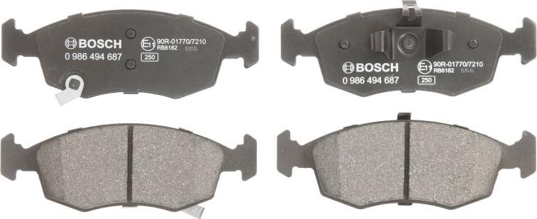 BOSCH 0 986 494 687 — Zestaw klocków hamulcowych, hamulce tarczowe
