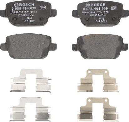 BOSCH 0 986 494 639 — Zestaw klocków hamulcowych, hamulce tarczowe