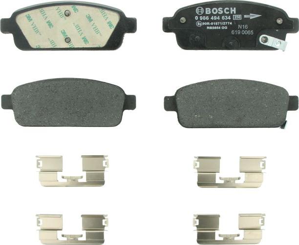 BOSCH 0 986 494 634 — Zestaw klocków hamulcowych, hamulce tarczowe