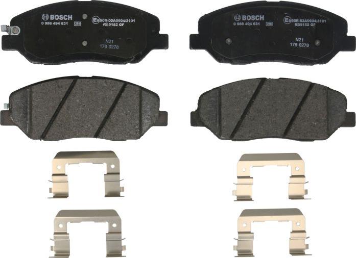 BOSCH 0 986 494 631 — Zestaw klocków hamulcowych, hamulce tarczowe