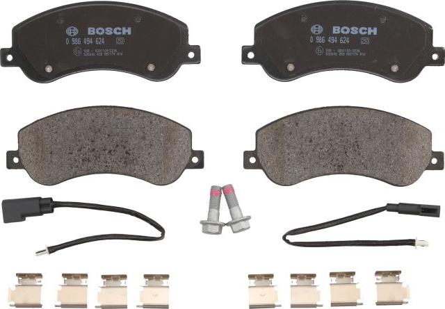 BOSCH 0 986 494 624 — Zestaw klocków hamulcowych, hamulce tarczowe