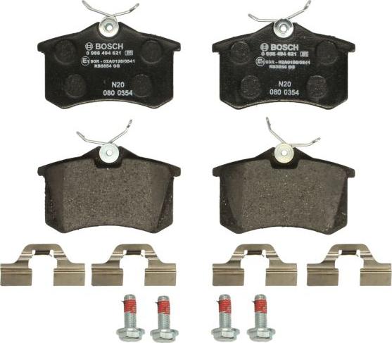 BOSCH 0 986 494 621 — Zestaw klocków hamulcowych, hamulce tarczowe