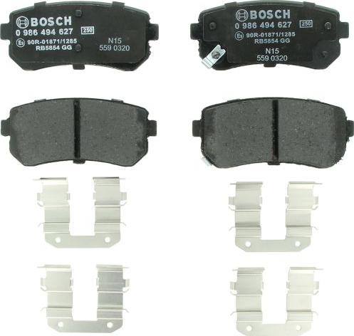 BOSCH 0 986 494 627 — Zestaw klocków hamulcowych, hamulce tarczowe