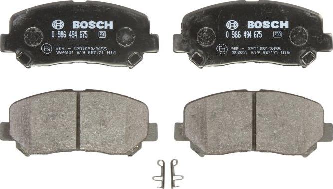 BOSCH 0 986 494 675 — Zestaw klocków hamulcowych, hamulce tarczowe