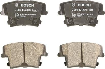 BOSCH 0 986 494 678 — Zestaw klocków hamulcowych, hamulce tarczowe
