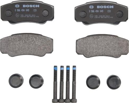 BOSCH 0 986 494 049 — Zestaw klocków hamulcowych, hamulce tarczowe