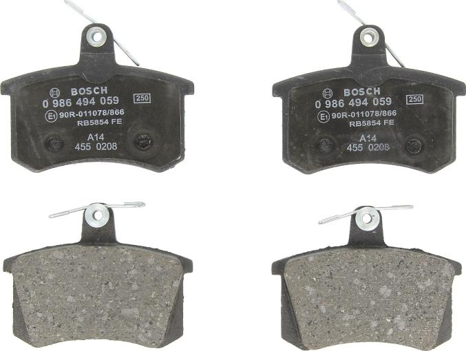 BOSCH 0 986 494 059 — Zestaw klocków hamulcowych, hamulce tarczowe