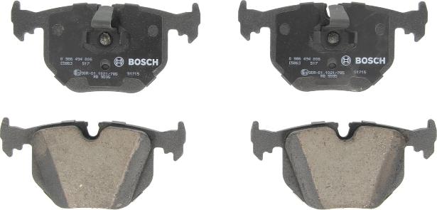 BOSCH 0 986 494 006 — Zestaw klocków hamulcowych, hamulce tarczowe