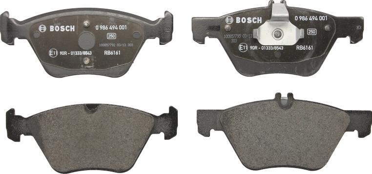 BOSCH 0 986 494 001 — Zestaw klocków hamulcowych, hamulce tarczowe